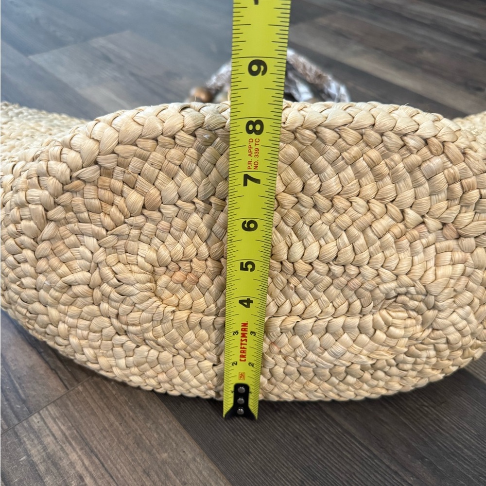 NWT Sun N' Sand Natural Straw Tote Bag with Beaded Handles - Picture 12 of 13